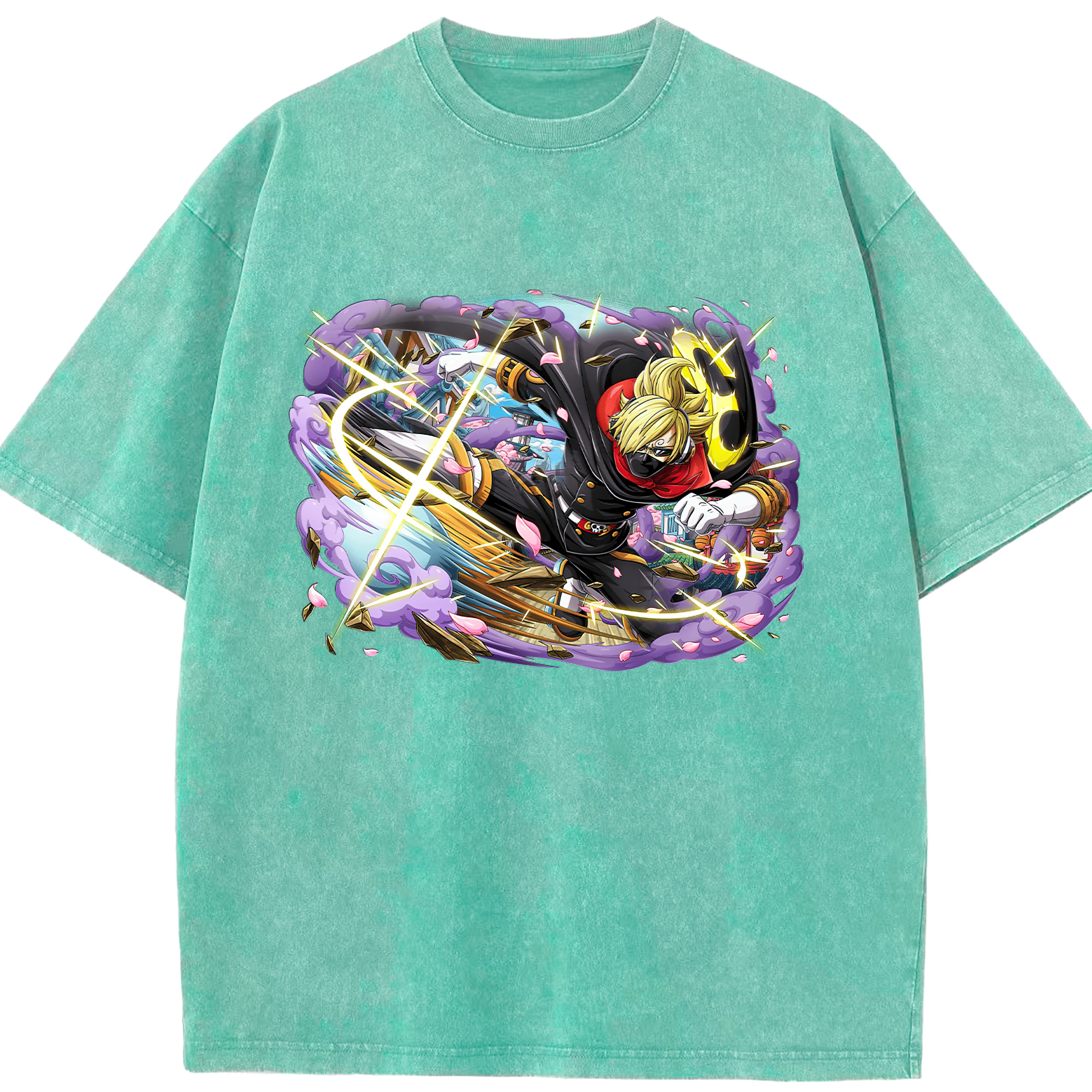 ワンピース サンジ ONE PIECE Sanji 綿100% ヴィンテージ風 半袖Tシャツ（フロントプリント）